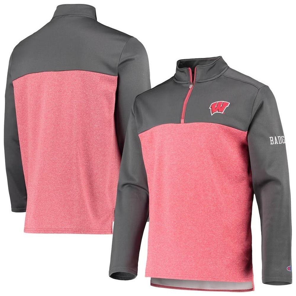 Knights Apparel Wisconsin Badgers Champion Gameday 1/4 zip Jacket - Red - Small‎